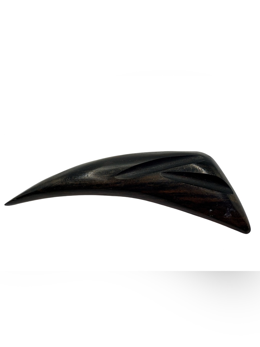 Vintage Carved Black Bakelite Abstract Brooch Pin